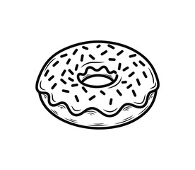 Hand-drawn outline vector donat with sketchy lines