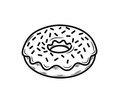 Hand-drawn outline vector donat with sketchy lines