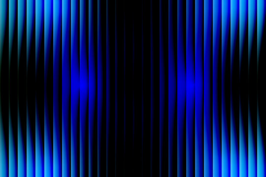 Symmetrical abstract blue light streaks create a dark futuristic and energetic vertical pattern with a central black void