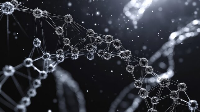 Dna molecule structure forming abstract scientific network background