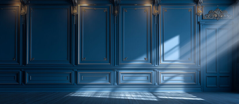 modern luxury blue moulding background