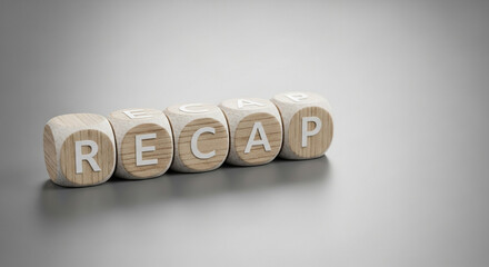 Engaging recap of key insights and highlights using wooden blocks for a dynamic presentation, perfect for business review and summary visuals