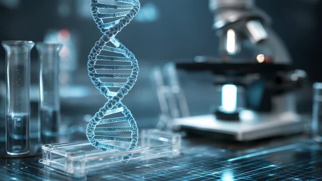 Innovative DNA research equipment in a modern laboratory focusing on genetic analysis and medical advancements taking place in a high-tech research facility - Powered by Adobe
