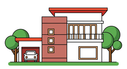 Modern house architecture design residential building illustration