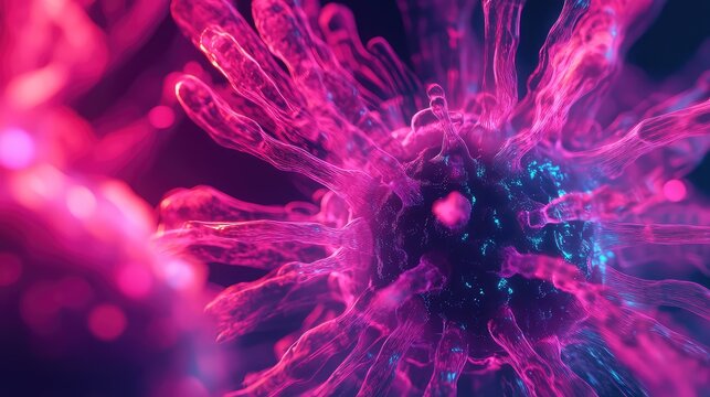 Virus or bacteria cell structure under a microscope - Powered by Adobe