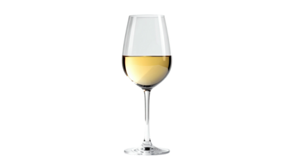 Wine glass filled with yellow liquid isolated against black