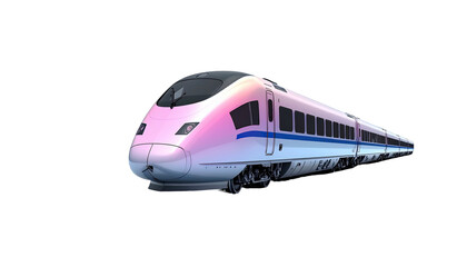 Sleek, modern high-speed train with a pink and white gradient