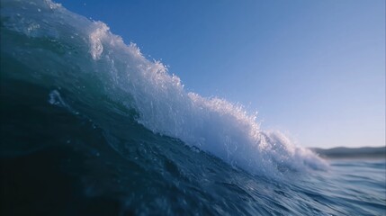 Big summer wave with foam. Froth. Surf wave