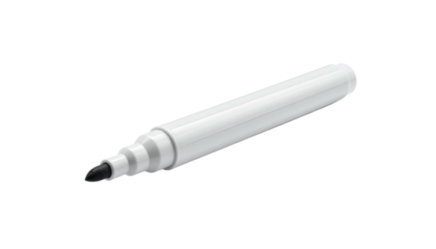 White marker with a dark tip on a black background