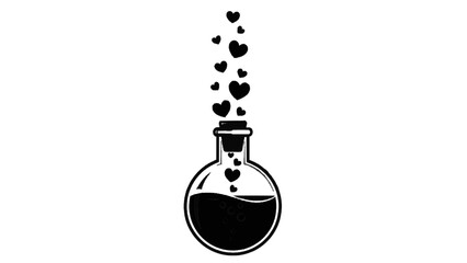 Obraz premium Vector illustration&nbsp;of love potion in a flask with hearts rising, isolated on transparent background 