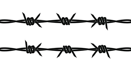 Barbed wire fence black and white security danger sharp protection line