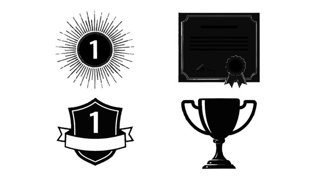 Vector illustration of collection of award and achievement icons isolated on transparent background 
