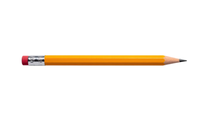 Classic yellow pencil with eraser isolated on black backdrop