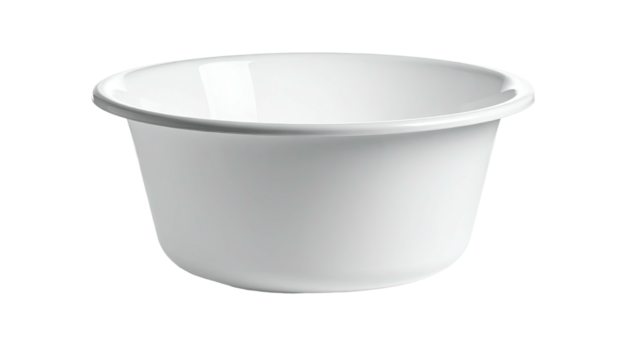 Simple white enamel basin; clean, rounded, and isolated
