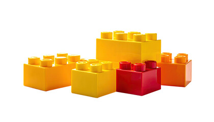 Plastic building blocks, yellow and red