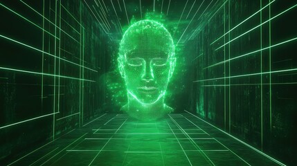 Artificial intelligence human head virtual reality experience