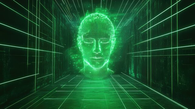 Artificial intelligence human head virtual reality experience