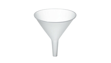 Simple white funnel centered on a stark black background