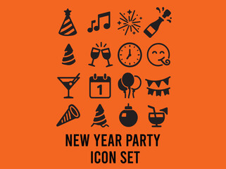 set of new year icon symbols
