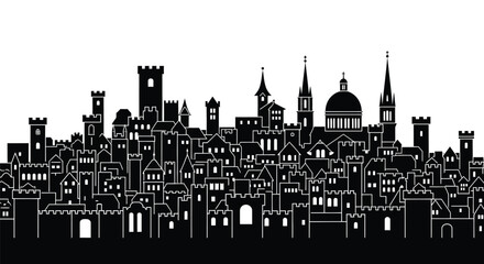 Cityscape silhouette vector illustration urban skyline architecture