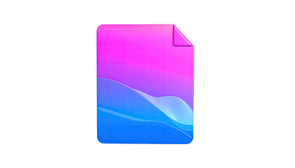 Pink and blue paper icon with curled corner on black ground