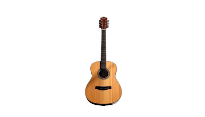 Naklejka premium Acoustic guitar, wood grain, centered. Black background