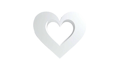 3D heart shape with cutout center, white & shadowed