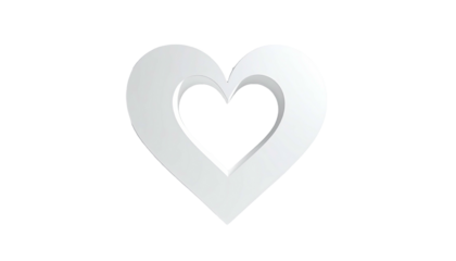3D heart shape with cutout center, white & shadowed