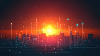 Smart city connecting with global network technology