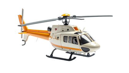 Sleek white/orange helicopter against a dark background