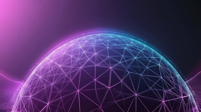 Global network sphere forming abstract digital technology connection