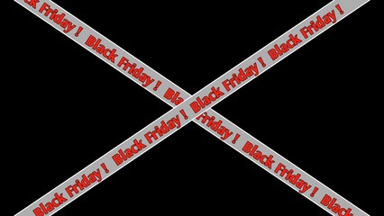 Black Friday Sale Warning Tape on Black Background