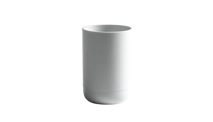 White cylindrical container on black background, minimalist