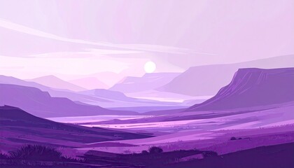 Fototapeta premium Purple Mountain Majesty - A Serene Landscape Painting.