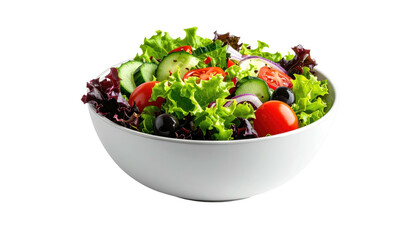 White bowl filled with a colorful fresh garden salad