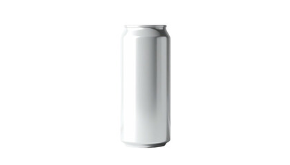 Silver aluminum can isolated against a stark black background