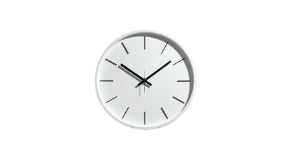 Simple white wall clock showing ten-ten on a black background