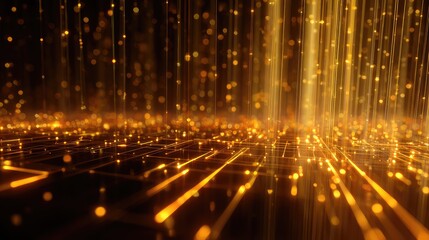 Golden particles forming abstract data network grid