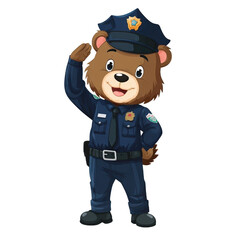 Cute bear police officer character illustration.