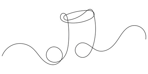 Obraz premium Continuous single line drawing of music notes and treble clef icon vector. artistic flair symbol. vector illustration.