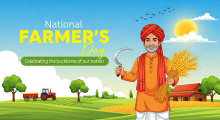 
Illustration of Happy Farmers Day creative Concept