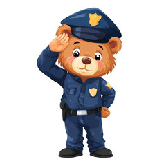 Cute bear cartoon dressed as a police officer.