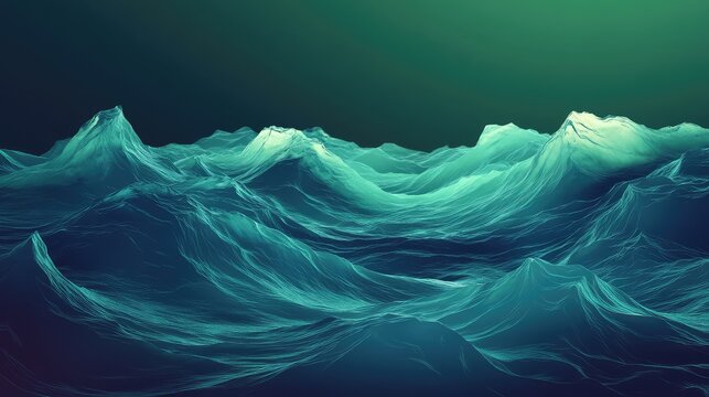 Abstract digital ocean waves forming turbulent deep sea landscape - Powered by Adobe