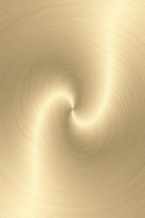 Shiny distorted brushed gold surface with circular ornament. Texture of metal. Abstract vector illustration. 	
