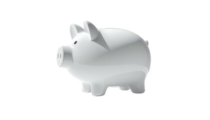 Smooth white ceramic piggy bank on black