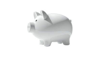 Smooth white ceramic piggy bank on black