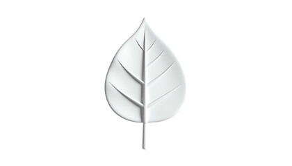 3D, centered, white leaf illustration on stark black background