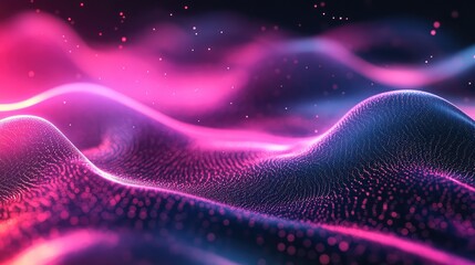 Glowing particles forming abstract waves and digital landscape