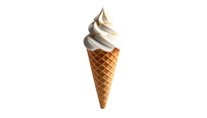 Swirl cone of vanilla soft serve. Black background. Sweet treat