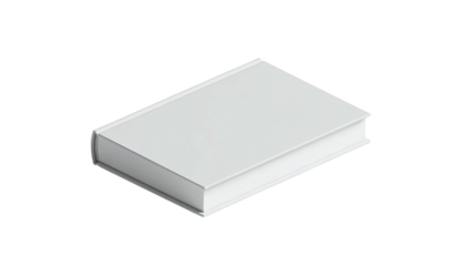 Minimalistic closed white book, seen in isometric perspective